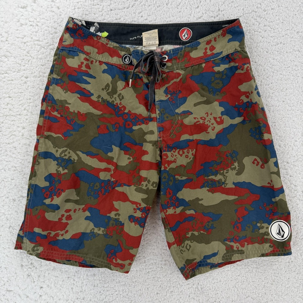 Volcom Board Shorts Mens 31 Camo Multicolor Quick Dry Surf Swim Trunks Beach